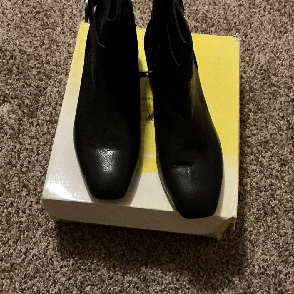 Joan & David Black Square-Toe Ankle Booties